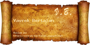 Vavrek Bertalan névjegykártya